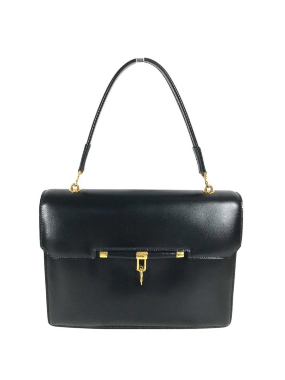 Hermes Handbag Paloniere Gold Box Calf Black Vintage Leather